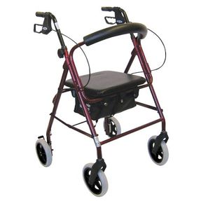 Rollator, walker with four wheels and seat